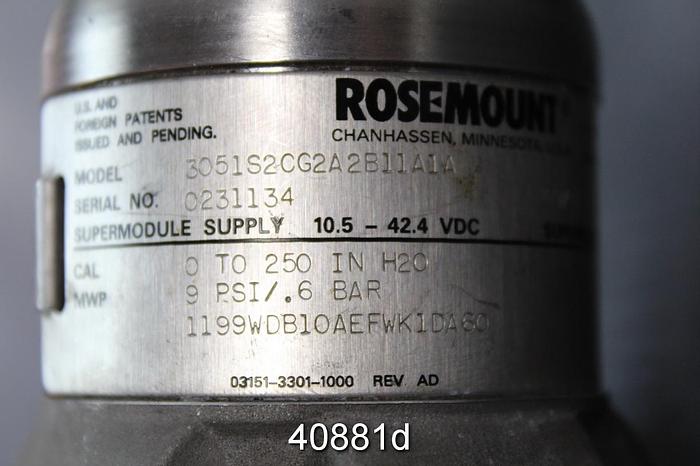 Used Rosemount 3051 Series Pressure Transmitter #40881