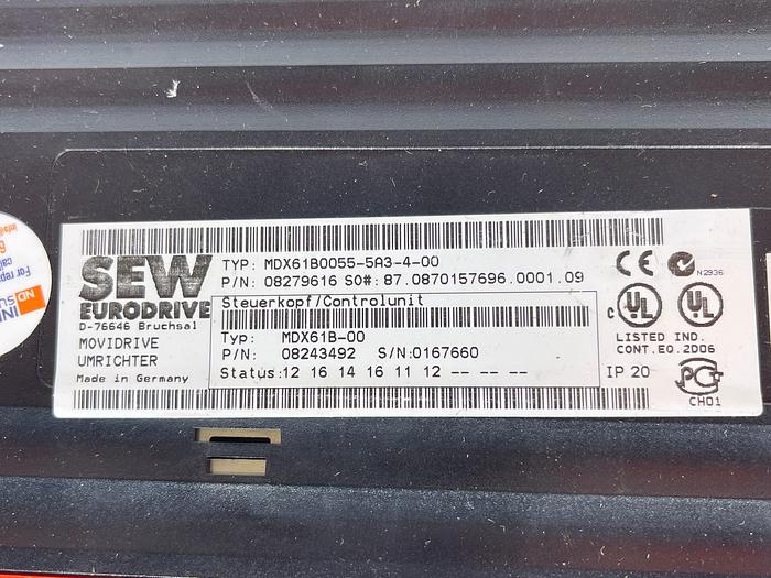 Used SEW EURODRIVE MDX61B0055-5A3-4-00 (Broken Faceplate) 