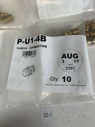 NEW* Swagelok Brass Connector Fittings, 1/4" X 1/4” Connector