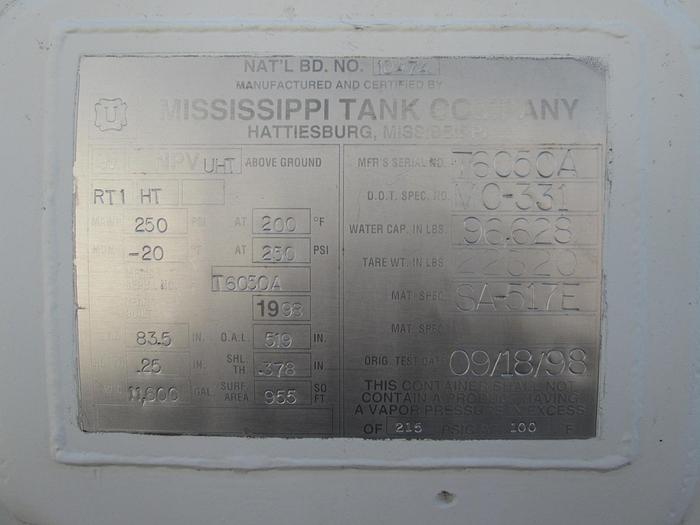 Used 1998 Trinity & Lubbock 43' Propane Tank Trailer