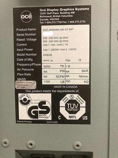 Used 2017 Oce Arizona 480GT