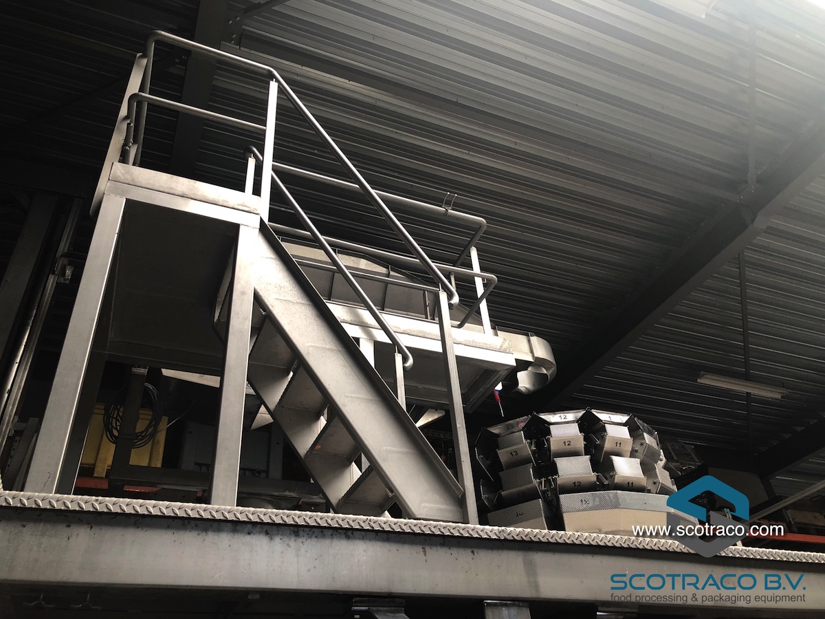 Used Complete weighing and packing line, Yamato sigma 714, Innotech vffs