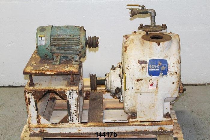 Used Gorman Rupp T3A3-B Trash Pump, 3x3, 8.75" Impeller, With Base And Motor #14417