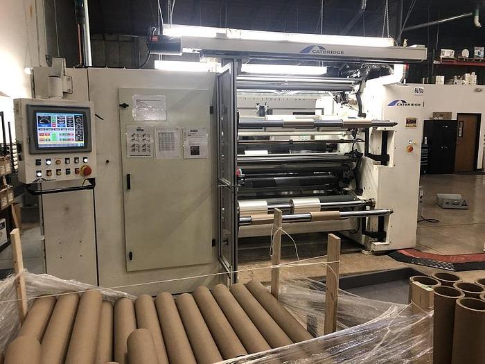 Used 59" WIDE CATBRIDGE DUPLEX TURRET SLITTER REWINDER MFG. 2009