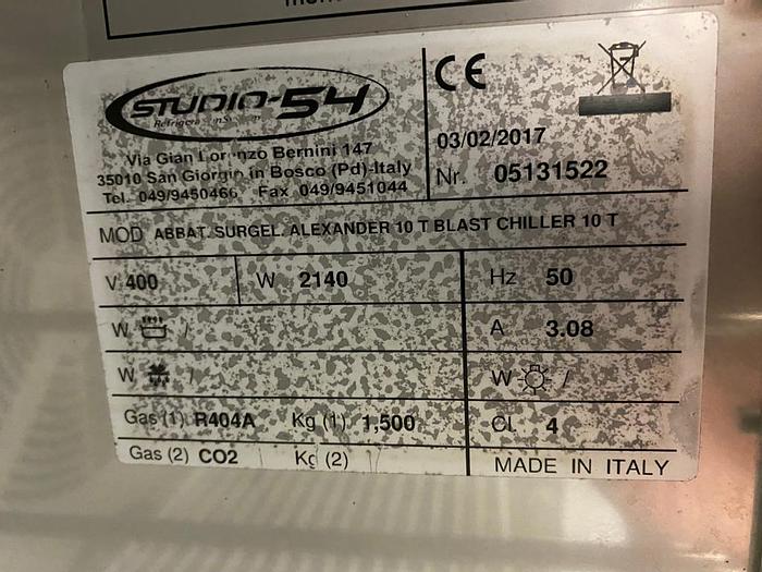 Used 2017 STUDIO 54 blast chiller