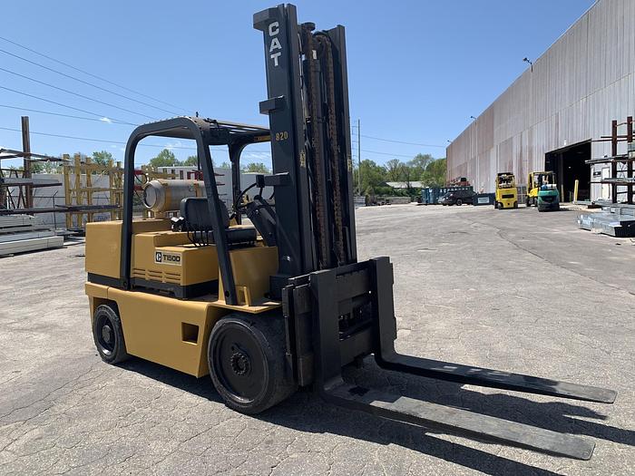 Used 15,000 LB CATERPILLAR MODEL T150D FORKLIFT W/ SIDE SHIFT