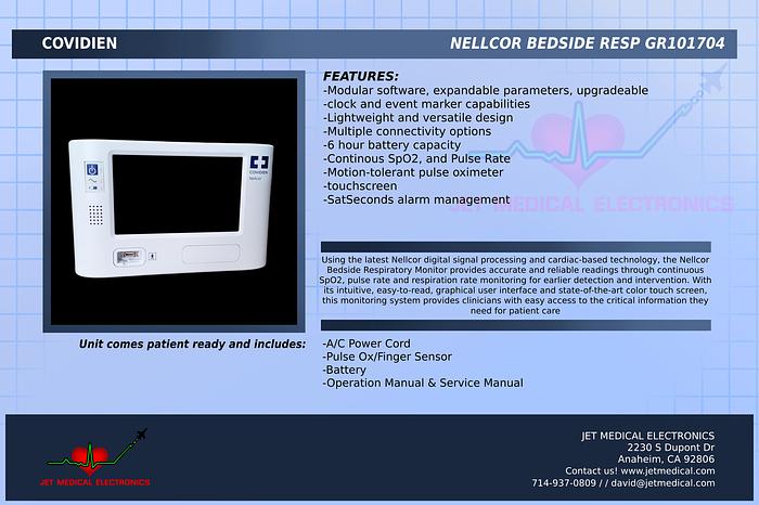 Used Covidien Nellcor Bedside Respiratory Monitor GR101704