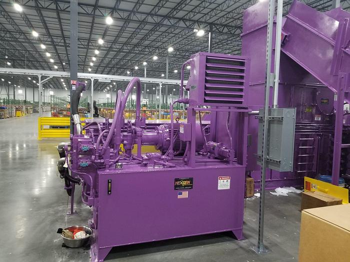 Used MARATHON NEXGEN HORIZONTAL WIDE MOUTH BALER MODEL EWS 7248-975 TIEger SERIES 9" CYLINDER 75hp