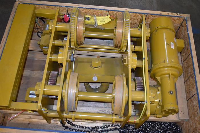 2014 16 ton electric Yale/ Ingersoll-Rand chain hoist / Chester hoist, low head room hoist, unused 32,000 lbs powered trolley crane 16 ton