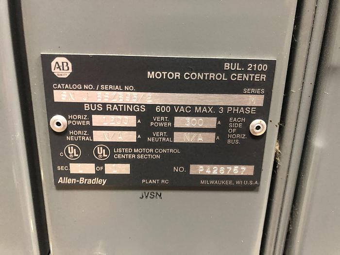 Used ALLEN BRADLEY CENTERLINE MCC SECTION WITH POWERFLEX DRIVES