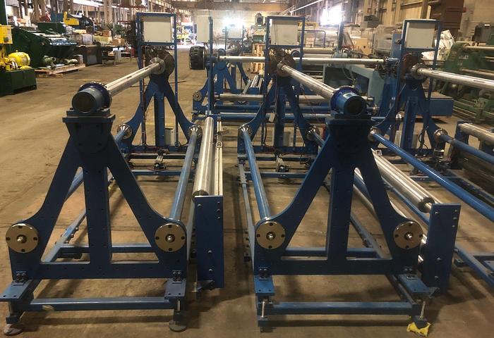 Used 80" DOUBLE E SHAFTED UNWIND STANDS W/ TENSION CONTROLS MFG. 2013