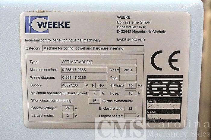 Used 2013 Weeke ABD-050 CNC Drill & Dowel