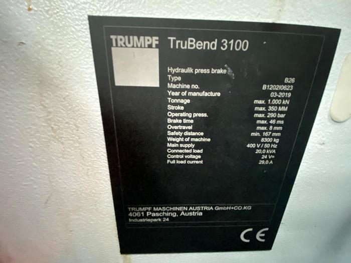 Used 2019 Trumpf Trubend 3100 Pressbrake