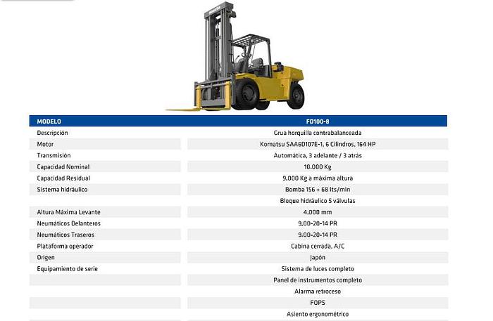Usado 2014 KOMATSU FD100-8