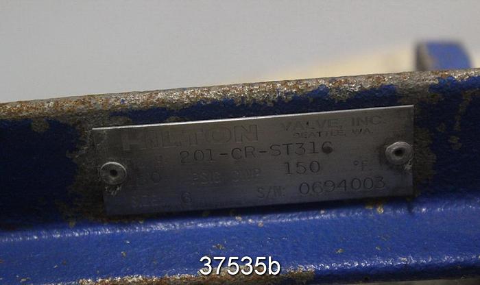 Used Hilton 6" Hand Operated Knife Gate Valve, 201-C12-ST316 #37535