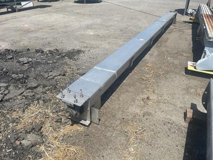 Used 20' Long x 8" Diameter Stainless Steel Auger Screw Conveyor