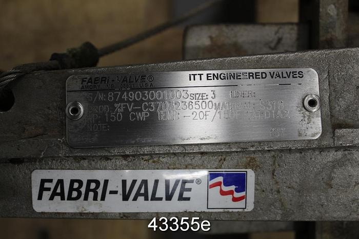 Used 3" Hand Operated Knife Gate Valve #43355