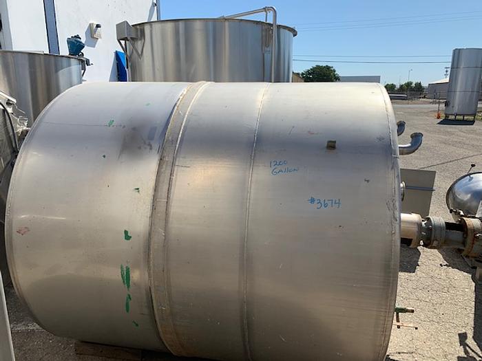 Used 1200 Gallon Vertical Stainless Steel Agitated Tank