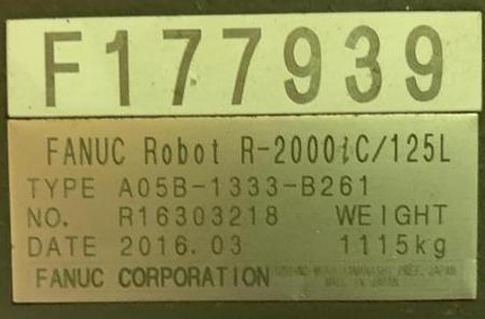 Used FANUC R2000iC/125L 6 AXIS CNC ROBOT WITH R30iB CONTROLLER, IR VISION, 125KG X 3,100 MM H REACH
