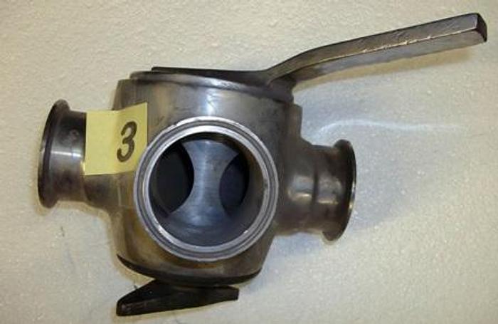 Used 2.5" Triclover 3 Way Stainless Valve - Stainless Fittings