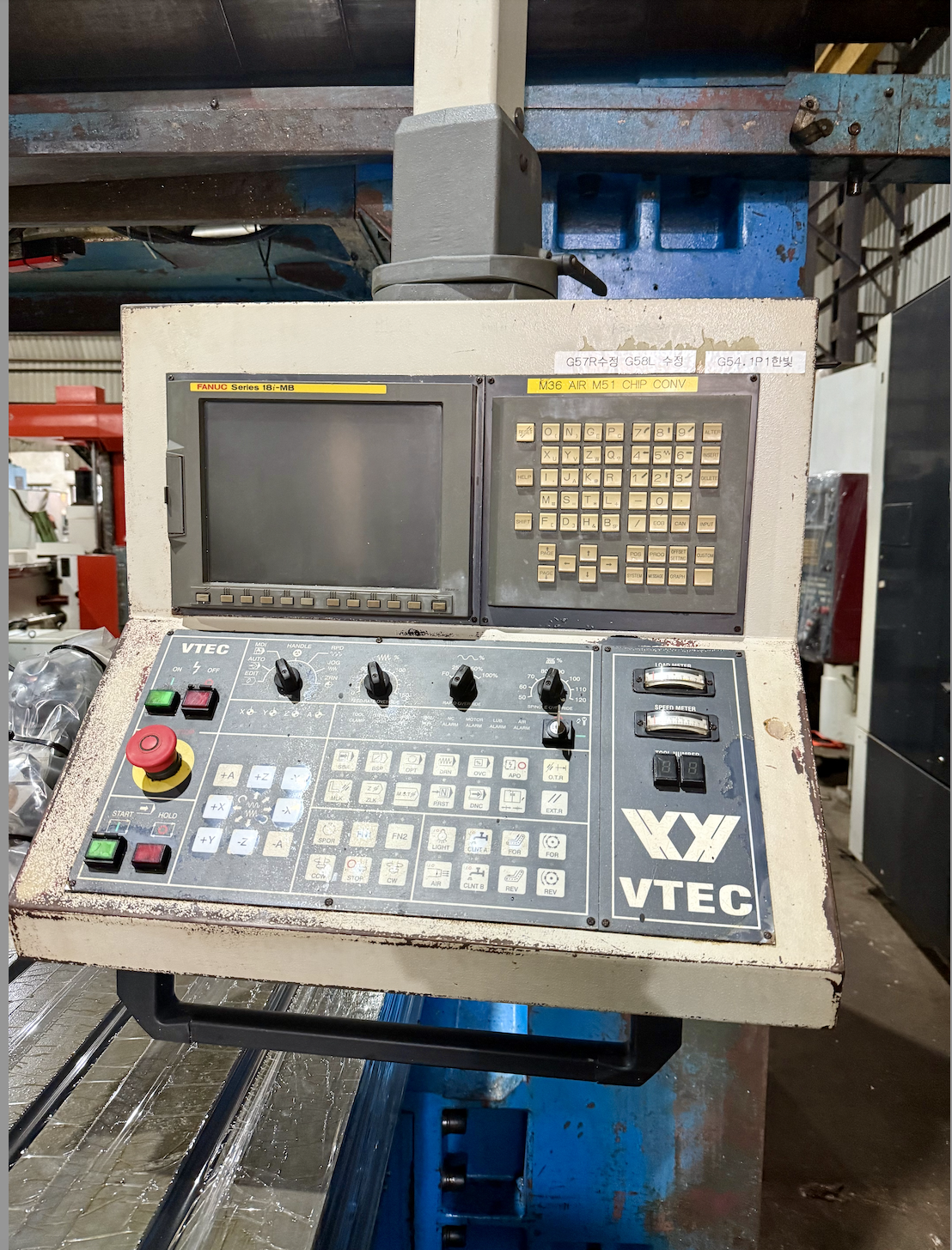 Used VTEC VF4000 Double Column, Table : 4m x 2m, Z Axis : 920mm, Fanuc 18iMB, Milling Head