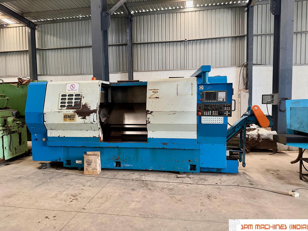 Used Femco HL55S CNC Turning Chuck : 375mm Swing : 727mm Between Center : 1250mm, Fanuc Oitd, Year : 2010