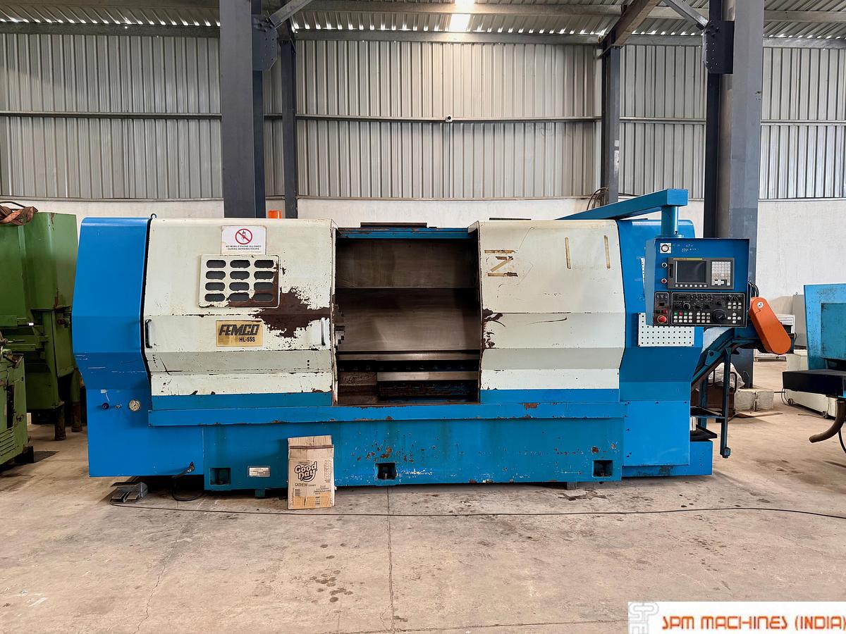 Used Femco HL55S CNC Turning Chuck : 375mm Swing : 727mm Between Center : 1250mm, Fanuc Oitd, Year : 2010