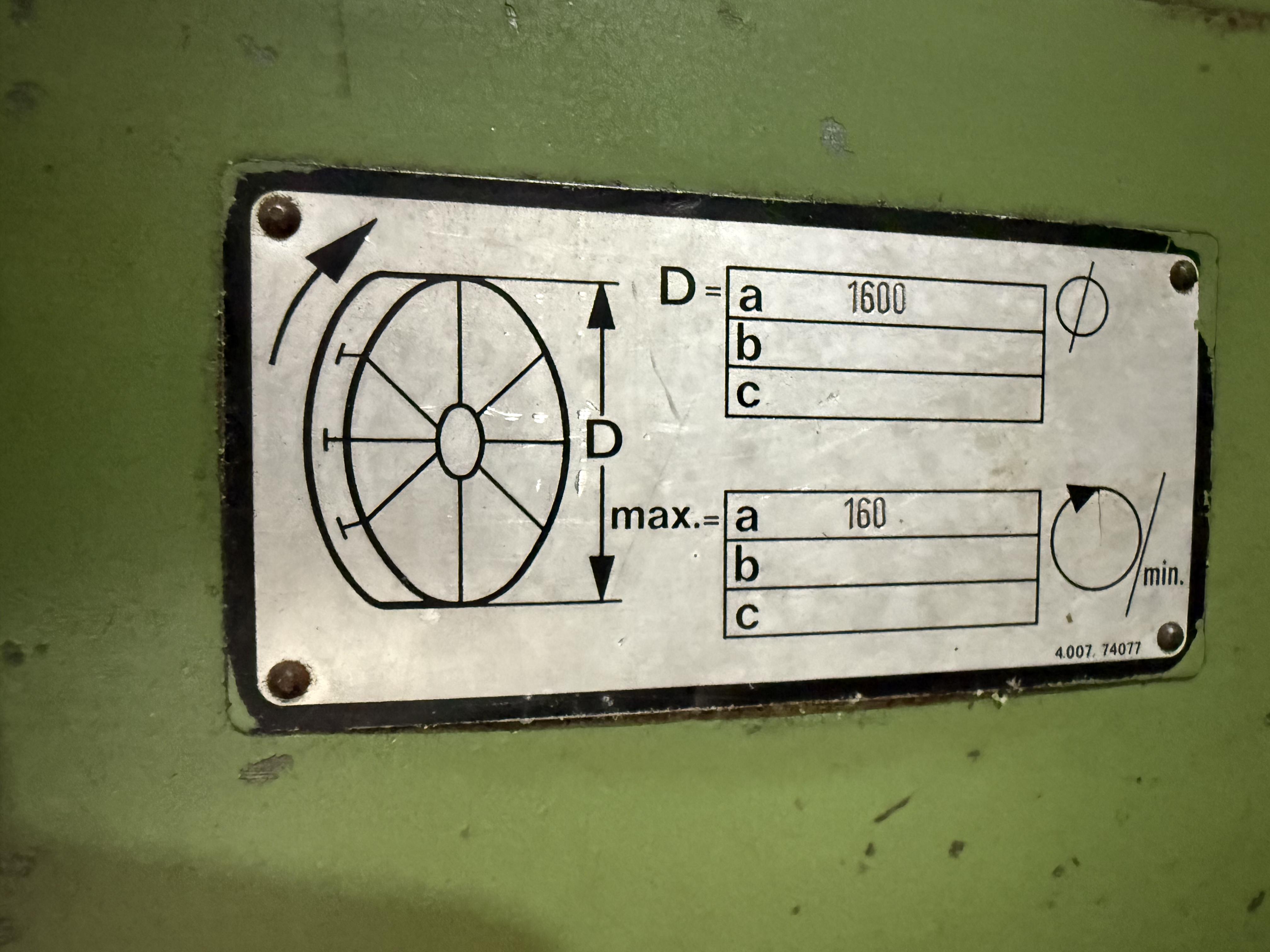 Used Ravensberg Facing Lathe Model : KB45 , Chuck : 1600mm