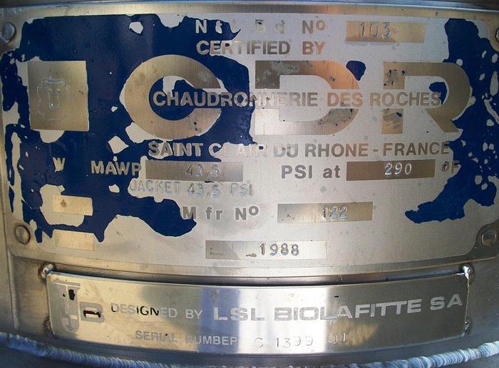 Used Fermenter, 25 Gallon, S/st, LSL Biolafitte SA, Bioreactor #L741370