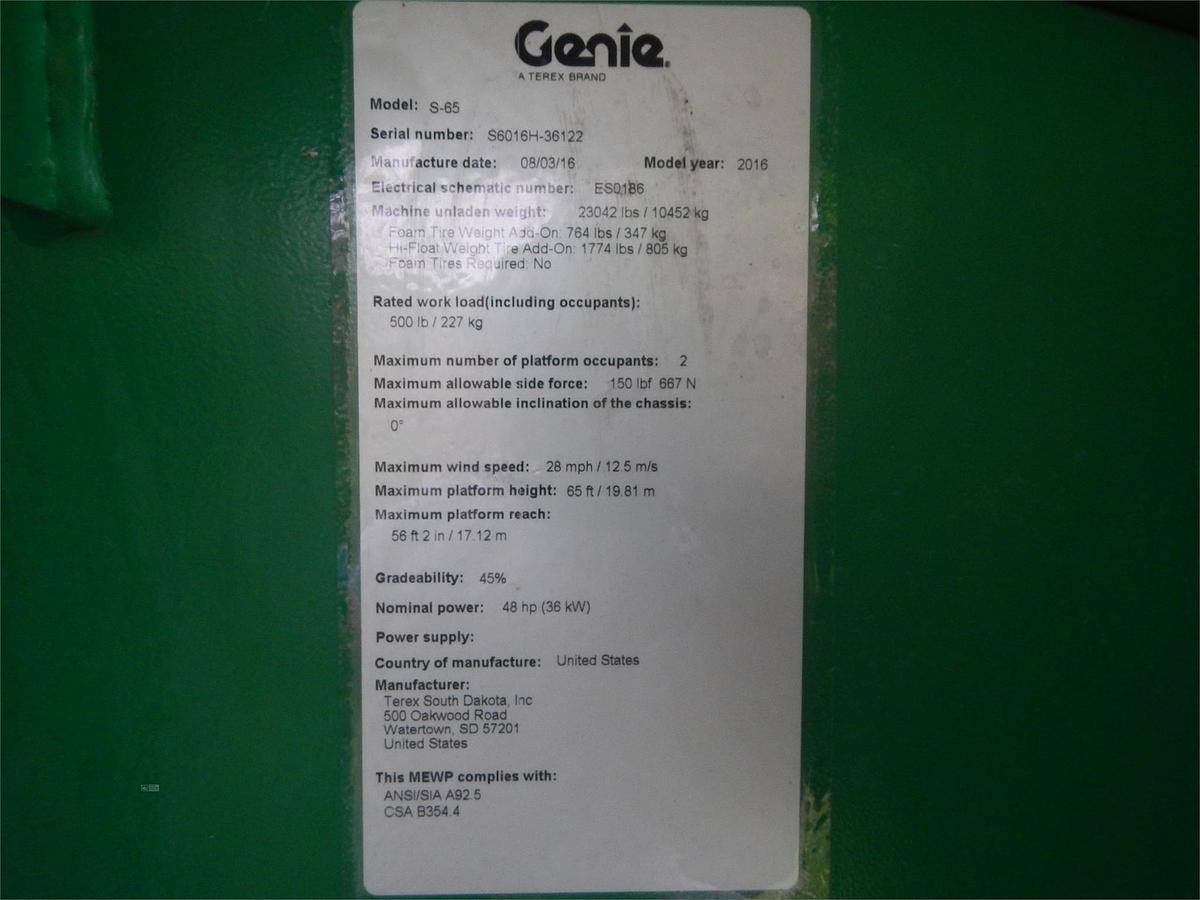 Used 2016 GENIE S65