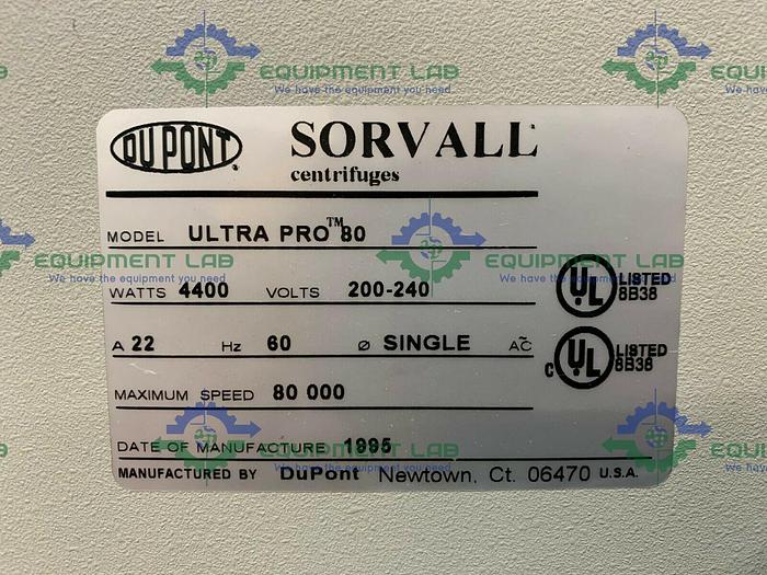 Used Sorvall Ultra Pro 80 Digital Refrigerated Centrifuge 200-240V Max RPM 80,000