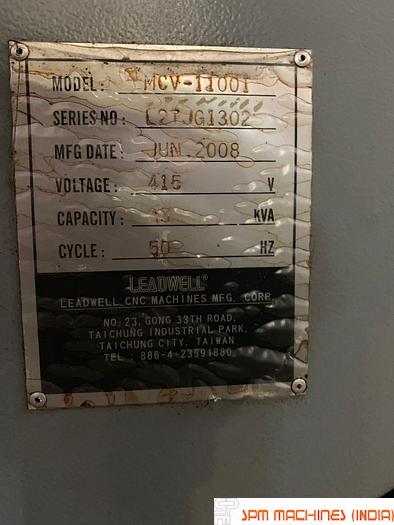Used Leadwell MCV 1100i VMC - 2008 (Extra Working Height)
