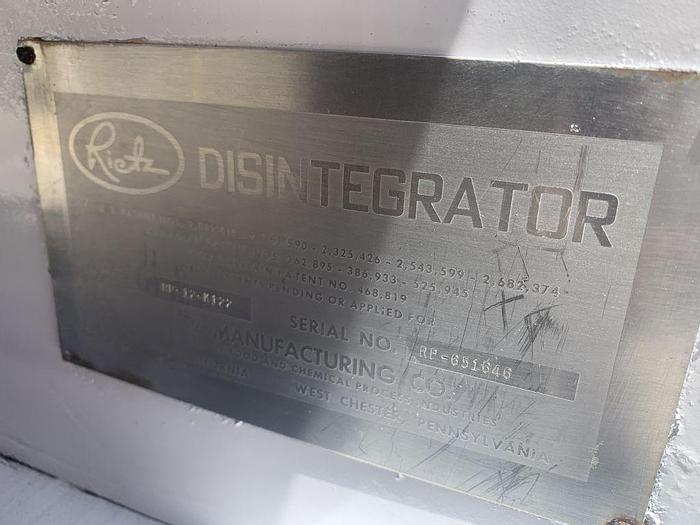Used Mill, Disintegrator, Rietz, Mdl RP-12-K122, S/st, 30 HP #S743331