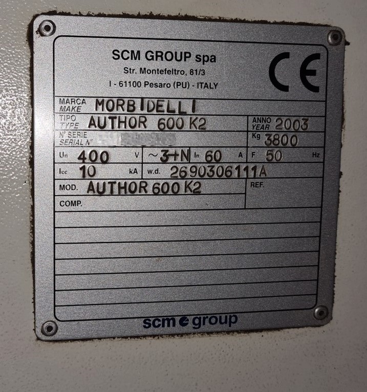Used MORBIDELLI AUTHOR 600 K2 - 2003