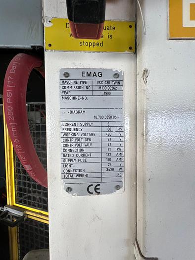 Used EMAG VSC 130 TWIN 2 SPINDLE VERTICAL CNC LATHE