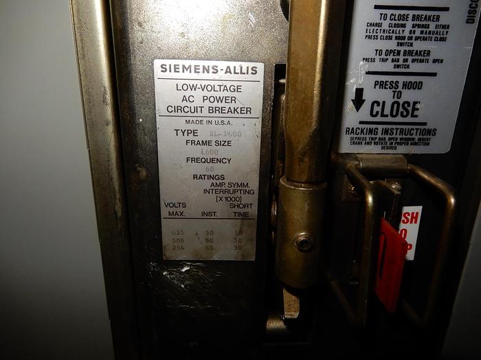 Used 480 V SIEMENS SWITCHGEAR