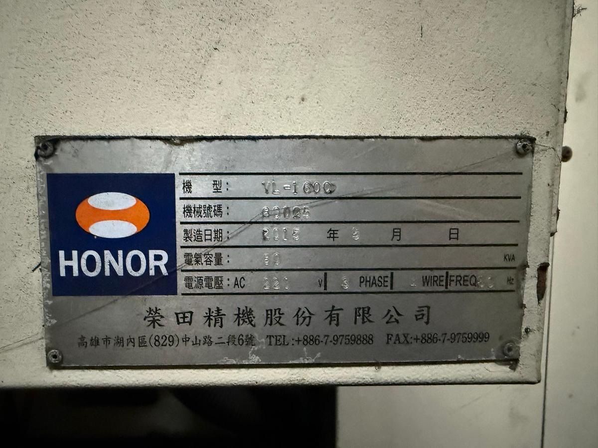 Used Honor VL-160C Vertical Turning Lathe Year 2015