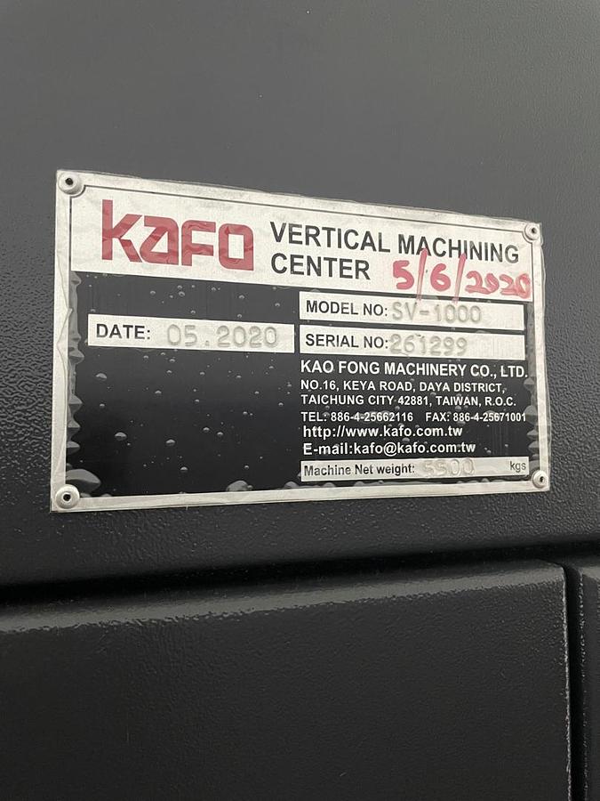 Used Kafo SV1000 Vertical Machining Center Year 2020