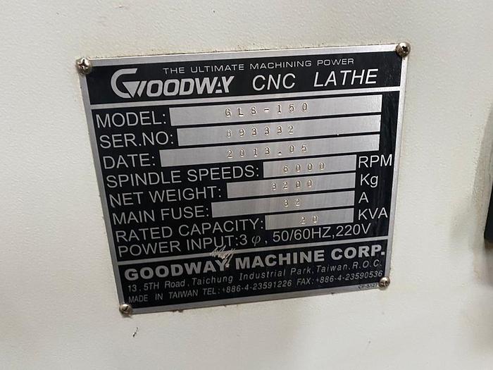 Used GOODWAY GLS-150 Year 2013 CNC Lathe Machine