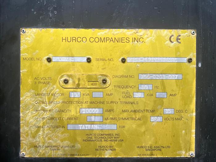 Used HURCO VMX84 Year 2011 Vertical Machining Center 