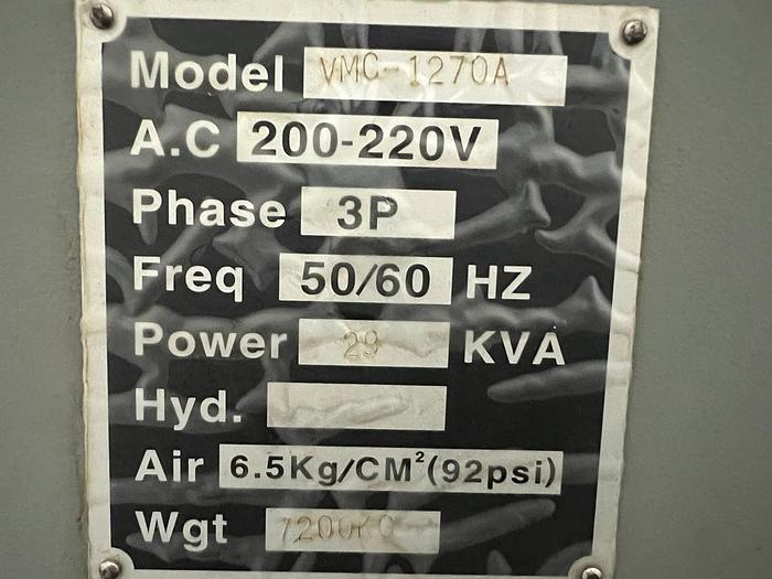 Used Hartford VMC-1270A Year 2004 Vertical Machining Center