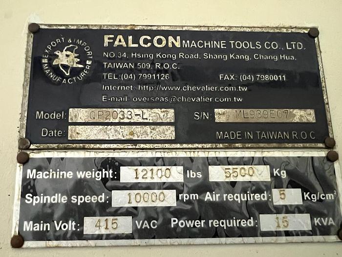 Used CHEVALIER QP2033-L Vertical Machining Center