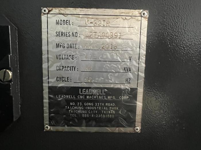Used LEADWELL V-32iR Year 2018 Vertical Machining Center