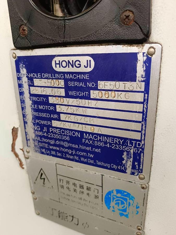 Used Hong Ji ST-500c Gun Drill Machine Year 2016