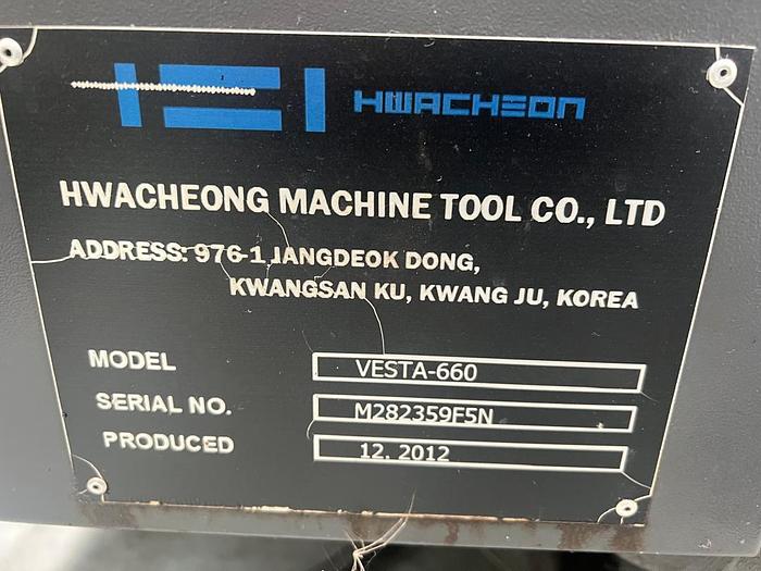 Used Year 2012 Hwacheong Vesta-660 Vertical Machining Center