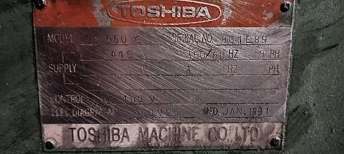 Used Toshiba 650T Model DC650C Year 1991 Die Casting Machine