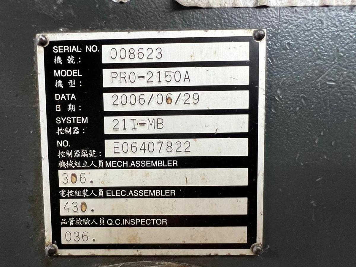 Used Hartford Pro 2150A Double Column Machining Center Year 2006