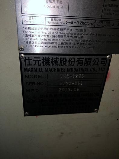 Used Year 2013  Maxmill CNC Milling Machine Model VMC-1270