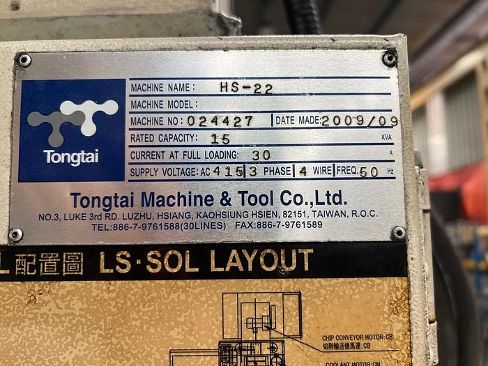 Used Year 2009 Tongtai HS-22 CNC Lathe