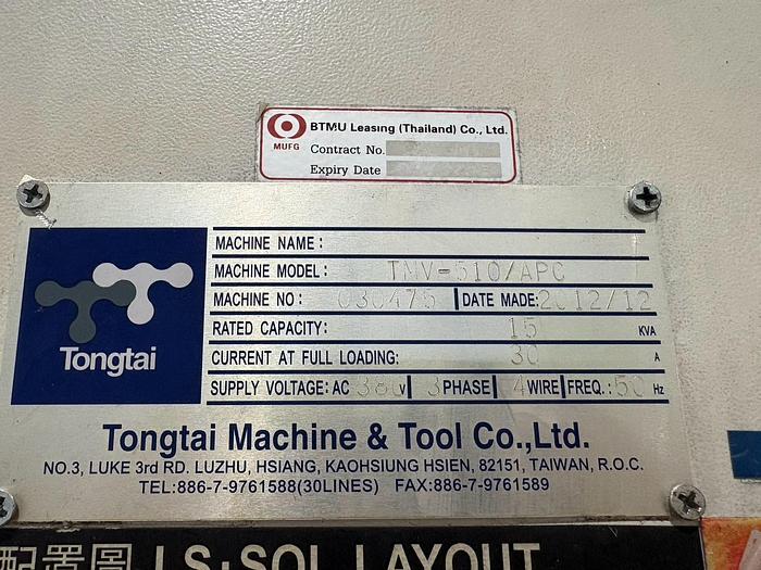 Used Year 2012 Tongtai TMV-510 Vertical Machining Center